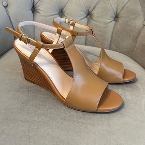 Cole Haan leather wedges with man made sole worn once pecan color